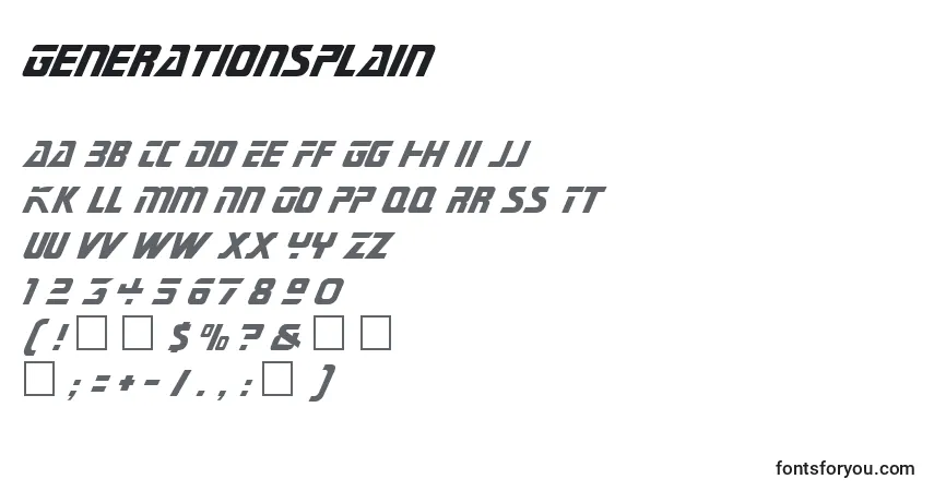 Шрифт GenerationsPlain – алфавит, цифры, специальные символы