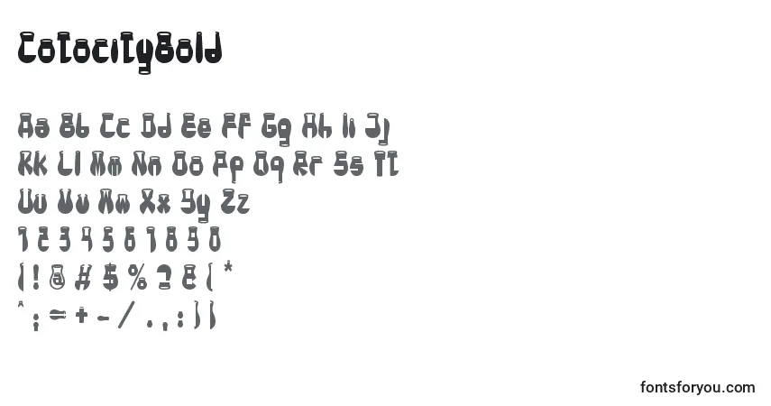 A fonte CotocityBold – alfabeto, números, caracteres especiais