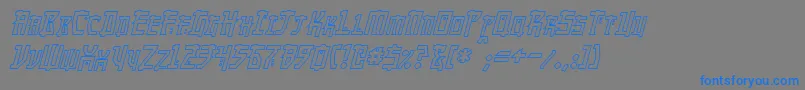 フォントMangaHollowItalic – 灰色の背景に青い文字