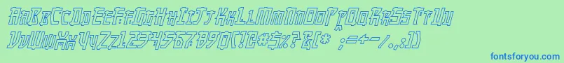 フォントMangaHollowItalic – 青い文字は緑の背景です。