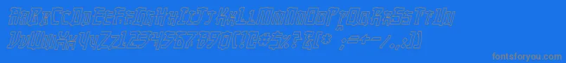 フォントMangaHollowItalic – 青い背景に灰色の文字