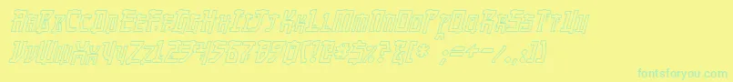 フォントMangaHollowItalic – 黄色い背景に緑の文字