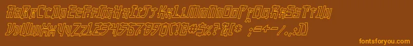 MangaHollowItalic-Schriftart – Orangefarbene Schriften auf braunem Hintergrund