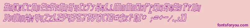 フォントMangaHollowItalic – ピンクの背景に紫のフォント