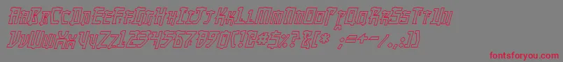 フォントMangaHollowItalic – 赤い文字の灰色の背景