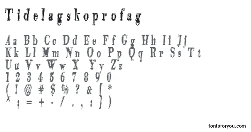 Шрифт Tidelagskoprofag – алфавит, цифры, специальные символы
