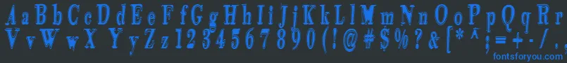 Tidelagskoprofag-Schriftart – Blaue Schriften auf schwarzem Hintergrund