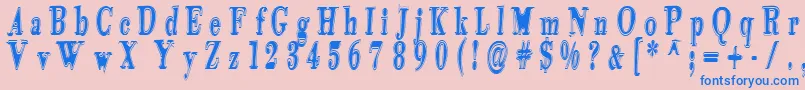 Tidelagskoprofag-Schriftart – Blaue Schriften auf rosa Hintergrund