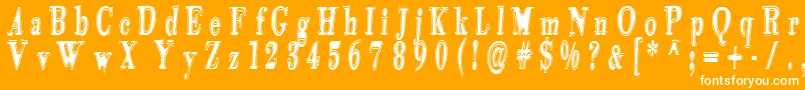 Tidelagskoprofag-Schriftart – Weiße Schriften auf orangefarbenem Hintergrund