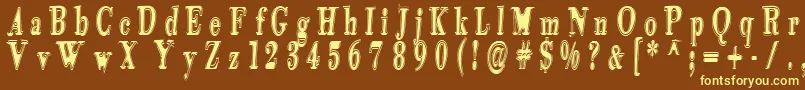 Tidelagskoprofag-fontti – keltaiset fontit ruskealla taustalla