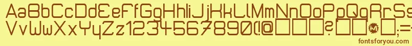 フォントMicromiepsDiet – 茶色の文字が黄色の背景にあります。