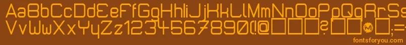 MicromiepsDiet-Schriftart – Orangefarbene Schriften auf braunem Hintergrund