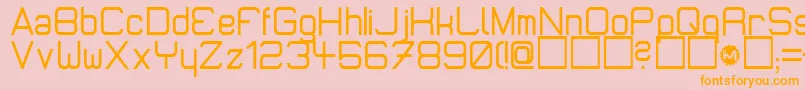 フォントMicromiepsDiet – オレンジの文字がピンクの背景にあります。