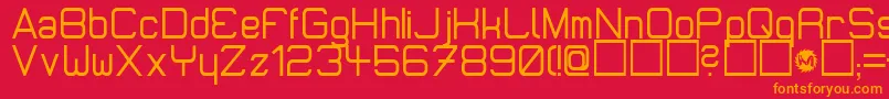 フォントMicromiepsDiet – 赤い背景にオレンジの文字