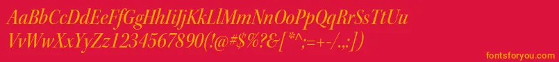 フォントKeplerstdMediumscnitdisp – 赤い背景にオレンジの文字