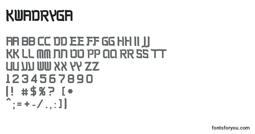 Kwadryga-fontti – aakkoset, numerot, erikoismerkit