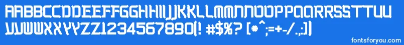 フォントKwadryga – 青い背景に白い文字