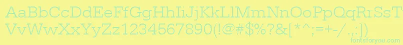 Fonte Urwegyptiennetligwid – fontes verdes em um fundo amarelo