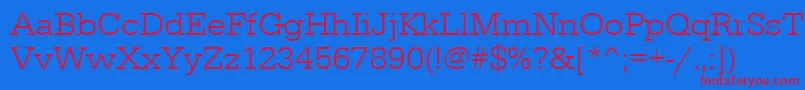 フォントUrwegyptiennetligwid – 赤い文字の青い背景
