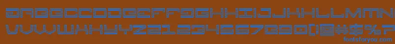 Legionchrome-Schriftart – Blaue Schriften auf braunem Hintergrund