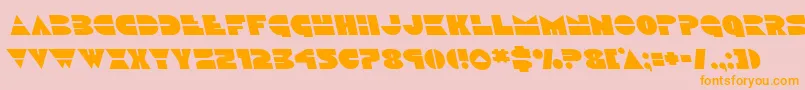 フォントDiscoduckleft – オレンジの文字がピンクの背景にあります。