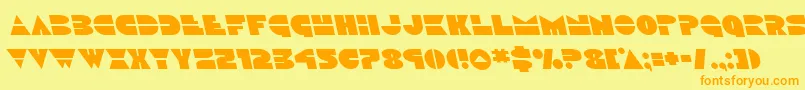 フォントDiscoduckleft – オレンジの文字が黄色の背景にあります。