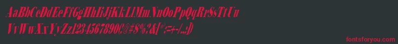 Czcionka BodidlyItalic – czerwone czcionki na czarnym tle