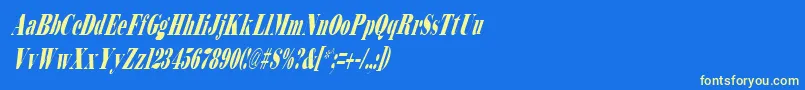 BodidlyItalic-Schriftart – Gelbe Schriften auf blauem Hintergrund