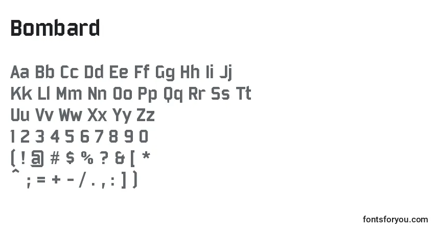 characters of bombard font, letter of bombard font, alphabet of  bombard font