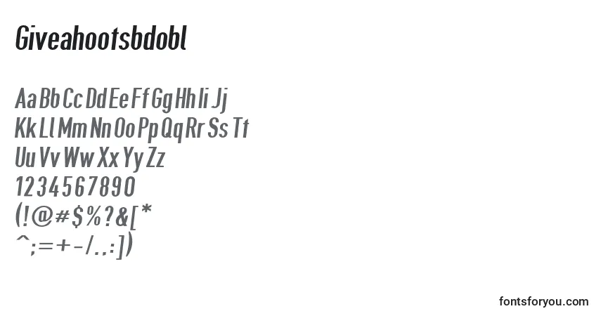 A fonte Giveahootsbdobl – alfabeto, números, caracteres especiais