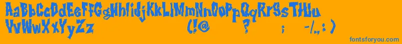 RwImbd-Schriftart – Blaue Schriften auf orangefarbenem Hintergrund