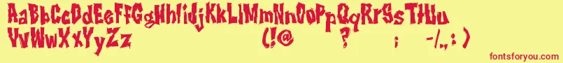 フォントRwImbd – 赤い文字の黄色い背景