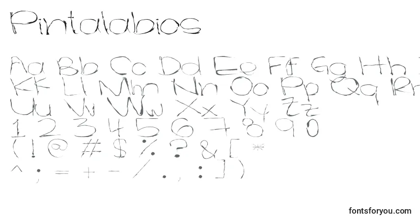 Schriftart Pintalabios – Alphabet, Zahlen, spezielle Symbole