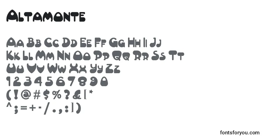 A fonte Altamonte – alfabeto, números, caracteres especiais