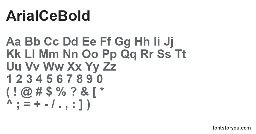 Czcionka ArialCeBold – alfabet, cyfry, specjalne znaki