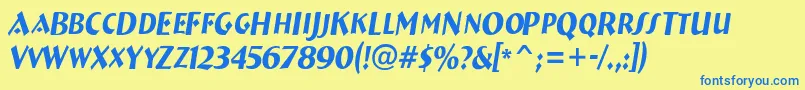 Weitere Informationen zur ABremencapsnrItalic-Schriftart ABremencapsnrItalic-Schriftart – Blaue Schriften auf gelbem Hintergrund