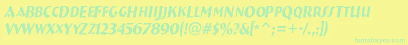 Czcionka ABremencapsnrItalic – zielone czcionki na żółtym tle
