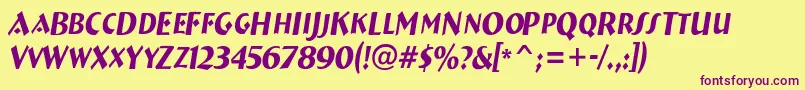 ABremencapsnrItalic Font – Purple Fonts on Yellow Background