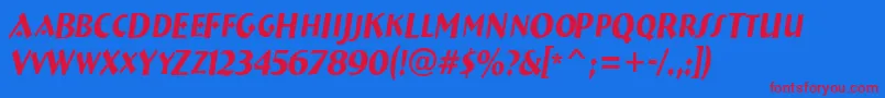 ABremencapsnrItalic Font – Red Fonts on Blue Background