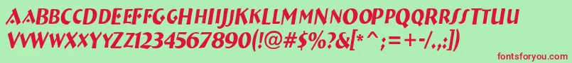 ABremencapsnrItalic Font – Red Fonts on Green Background
