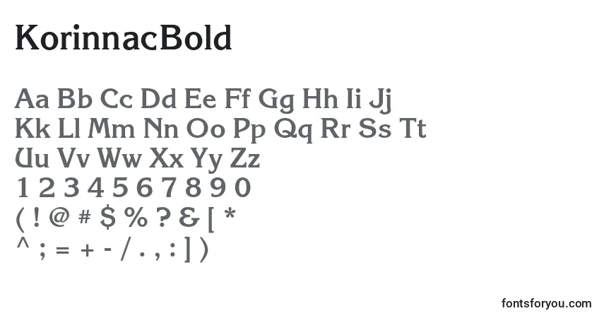 Шрифт KorinnacBold – алфавит, цифры, специальные символы