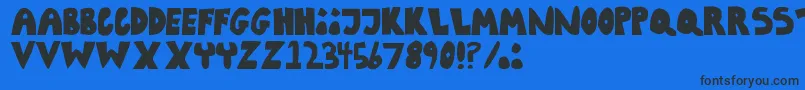 フォントRunningWithScissors – 黒い文字の青い背景