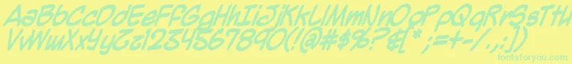 MightyZeoBold Font – Green Fonts on Yellow Background