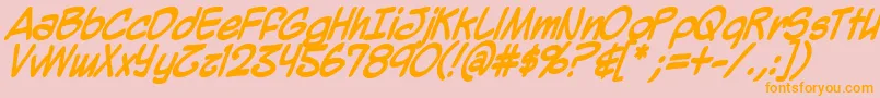 MightyZeoBold-Schriftart – Orangefarbene Schriften auf rosa Hintergrund