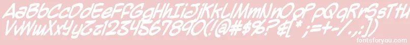 MightyZeoBold-Schriftart – Weiße Schriften auf rosa Hintergrund