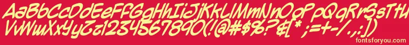 MightyZeoBold-Schriftart – Gelbe Schriften auf rotem Hintergrund
