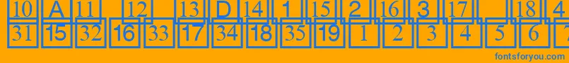 Cdnumbers-Schriftart – Blaue Schriften auf orangefarbenem Hintergrund