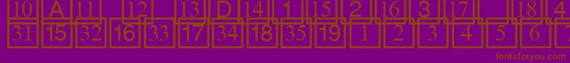 Cdnumbers-fontti – ruskeat fontit violetilla taustalla