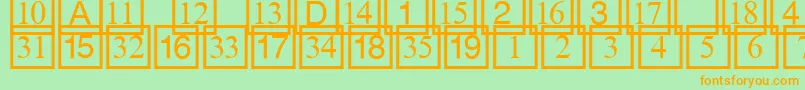 フォントCdnumbers – オレンジの文字が緑の背景にあります。