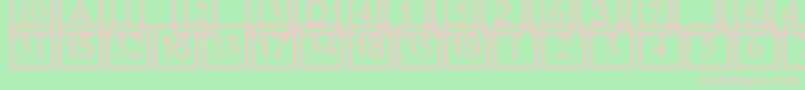 Cdnumbers-fontti – vaaleanpunaiset fontit vihreällä taustalla